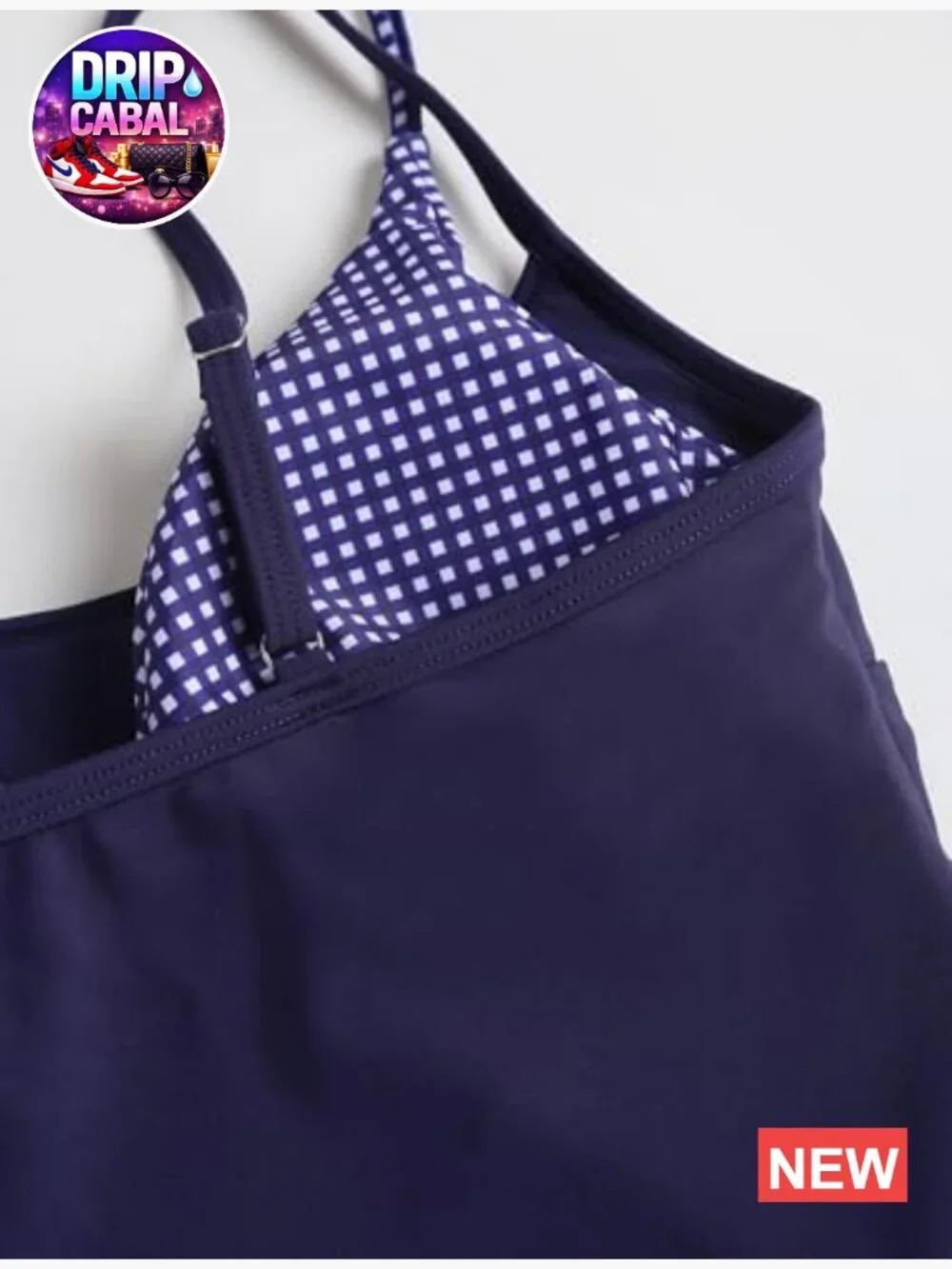 Double Layer Tankini Set Halter Color Block Tummy Control Two Piece Bathing Suit